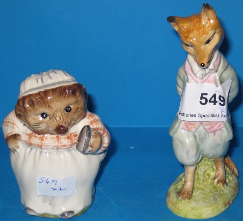 Appraisal: Beswick Beatrix Potter Figures Mrs Tiggywinkle and Foxy Whisketed Gentlemen