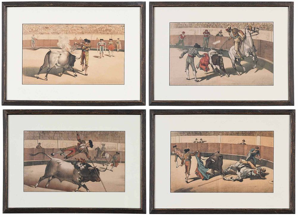 Appraisal: Four Spanish Bull Fighting Prints Spanish th th century Toreadors