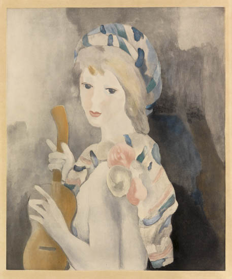 Appraisal: MARIE LAURENCIN after Femme au Mandolin Color aquatint and etching