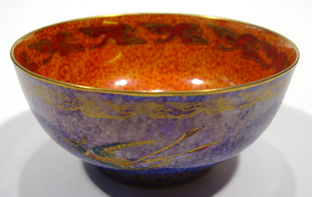 Appraisal: Wedgwood lustre glazed bowl hand coloured and gilded with birds