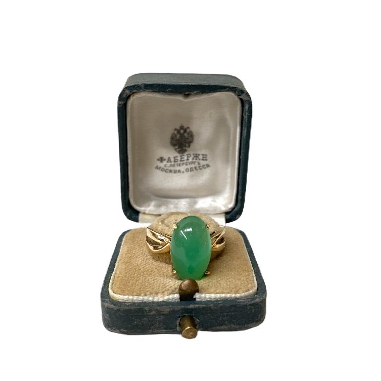 Appraisal: Russian Antique Gold Chrysoprase Ring Size Russian Antique Gold Chrysoprase