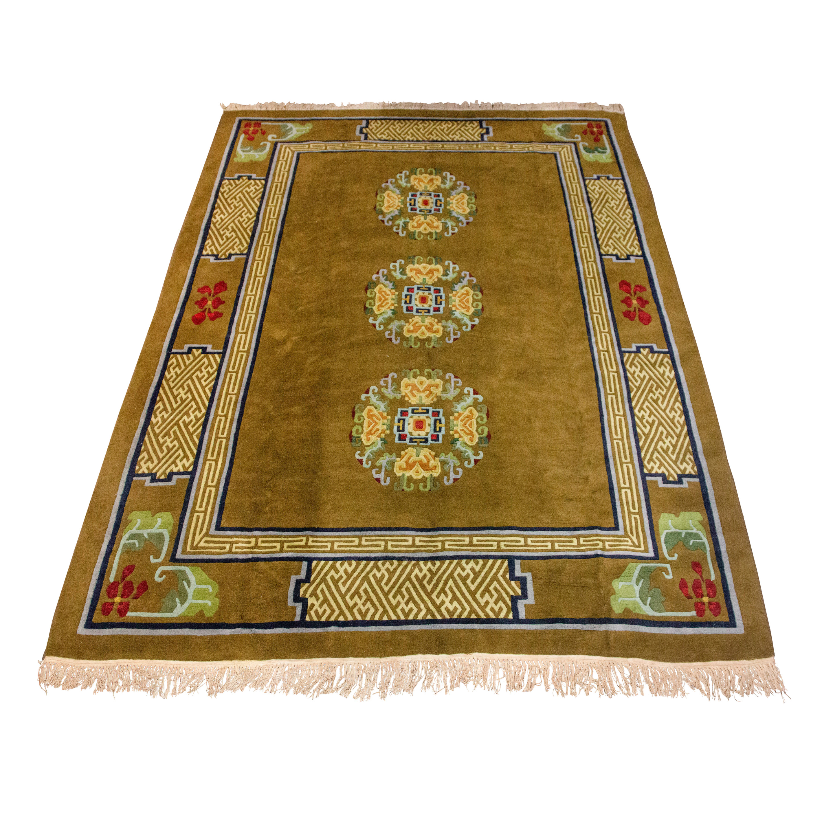 Appraisal: TIBETAN HAND TIED WOOL CARPET Tibetan hand tied wool carpet