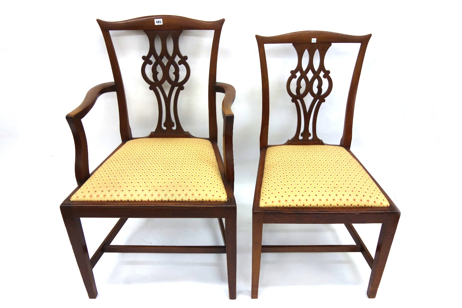 Appraisal: A set of six 'Chippendale' Revival mahogany dining chairs early