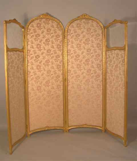 Appraisal: LOUIS XV STYLE GILTWOOD FOUR PANEL SCREEN early th century