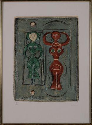 Appraisal: MASSIMO CAMPIGLI - UNTITLED TWO WOMEN Lithograph in colors x