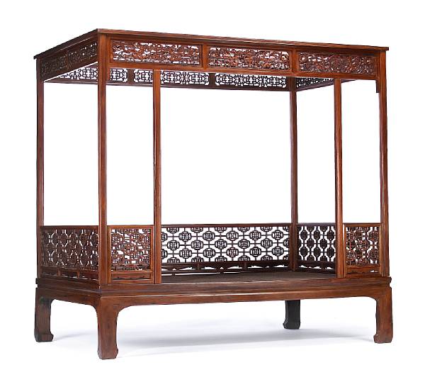 Appraisal: A huanghuali six poster canopy bed Jiazichuang Qing Dynasty The