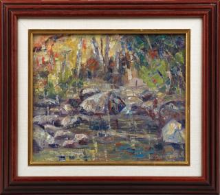 Appraisal: John A Dominique - California Creek - Woods oil on