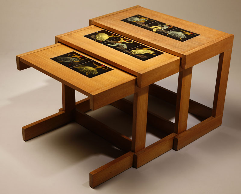 Appraisal: A set of three Vladimir Kagan Alexandra Kasuba nesting tables