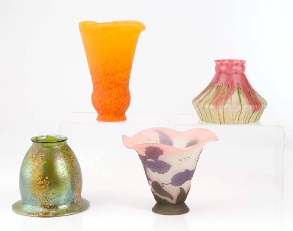 Appraisal: A group of four various Art Glass shades early th