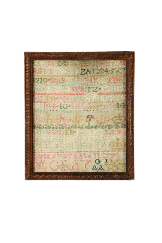 Appraisal: SAMPLER M Gray British Isles silk on linen Marking sampler