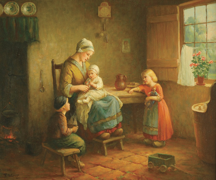 Appraisal: F G GRUST OIL ON CANVAS Netherlands born Children gathered