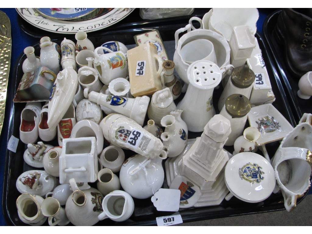 Appraisal: Tray lot of assorted Crested Ware to include piano war