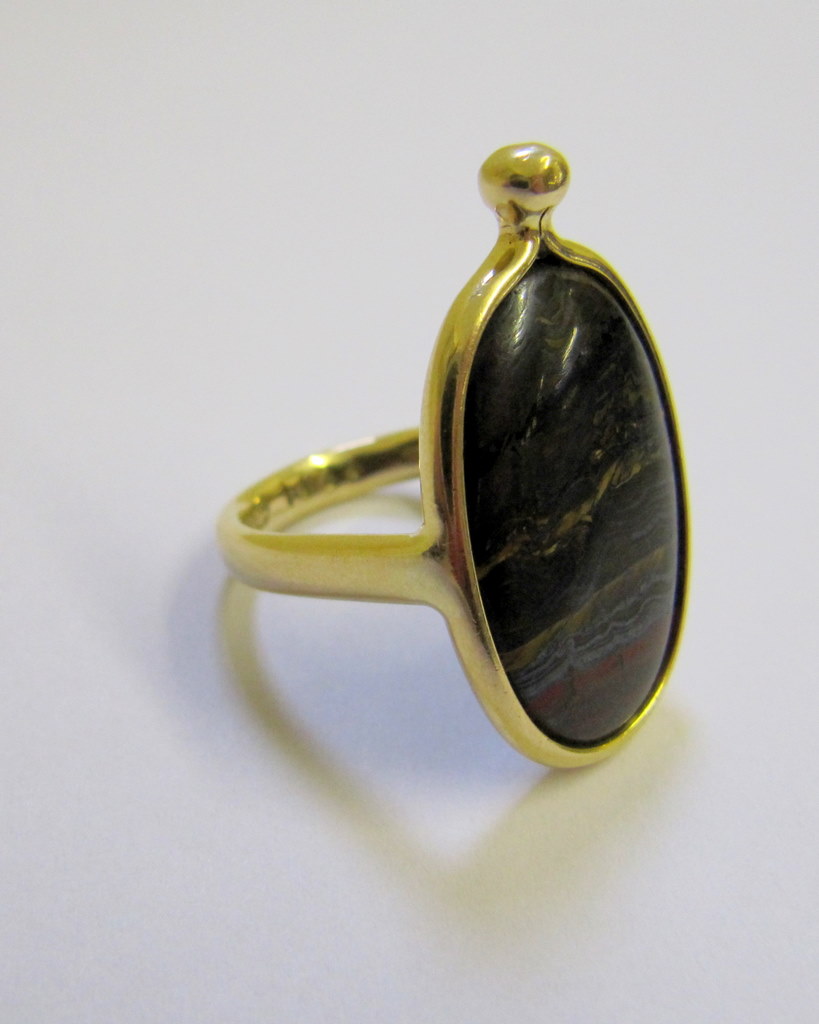 Appraisal: Georg Jensen ct gold tiger's eye set ring designed by