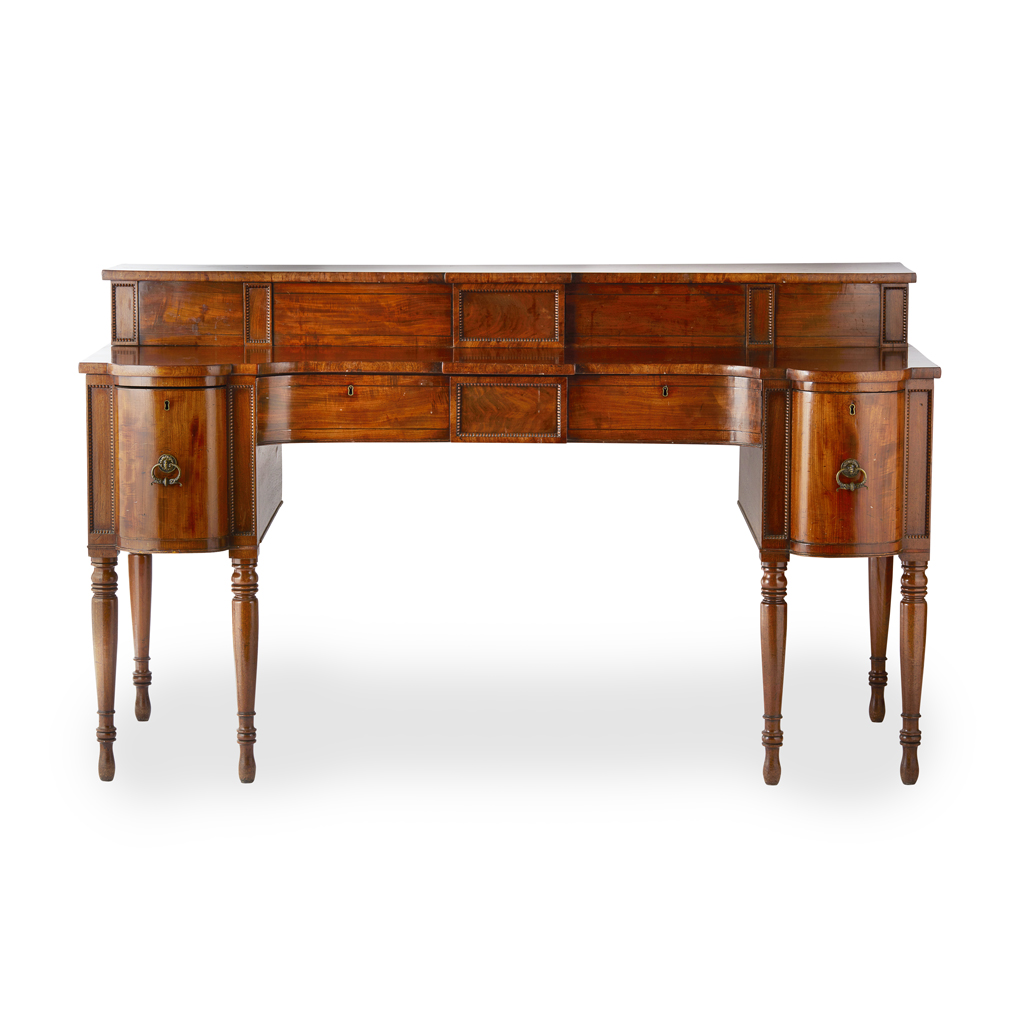 Appraisal: SCOTTISH REGENCY MAHOGANY STAGEBACK SIDEBOARD CIRCA the superstructure with bread