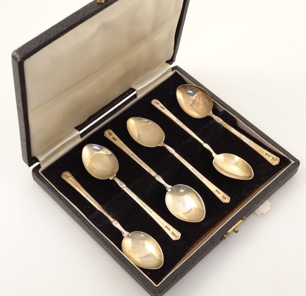 Appraisal: A set of six Elizabeth II silver and enamel teaspoons