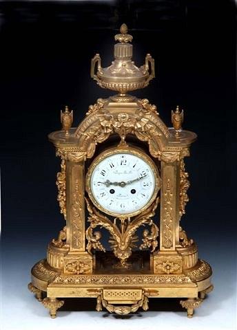 Appraisal: A TH CENTURY FRENCH ORMOLU MANTEL CLOCK with striking mechanism