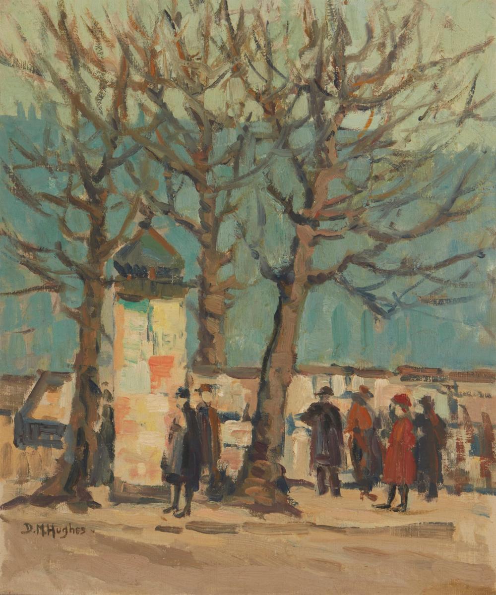 Appraisal: Daisy Marguerite Hughes - Book Stalls Paris Oil on canvas