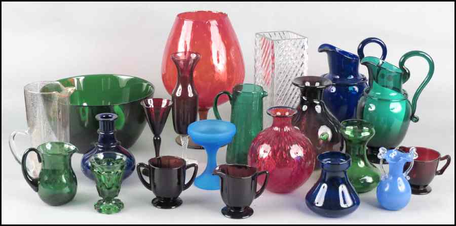 Appraisal: COLLECTION OF GLASS Comprising vases pitchers bowls and decorative objects