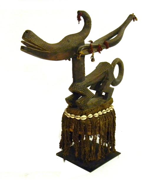 Appraisal: African carved Antelope headdress modern Bamana Tribe copy '' h