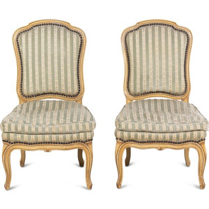 Appraisal: A Pair of Louis XV Style Painted Slipper Chairs th