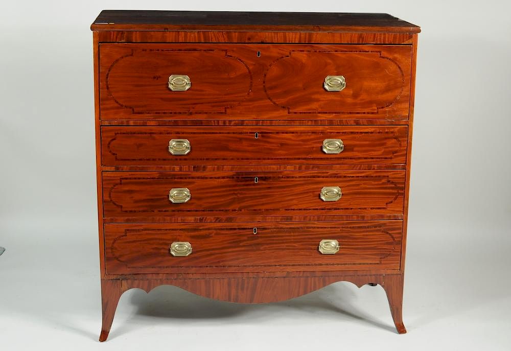 Appraisal: Federal Inlaid Mahogany Butler's Desk Federal inlaid mahogany butler's desk