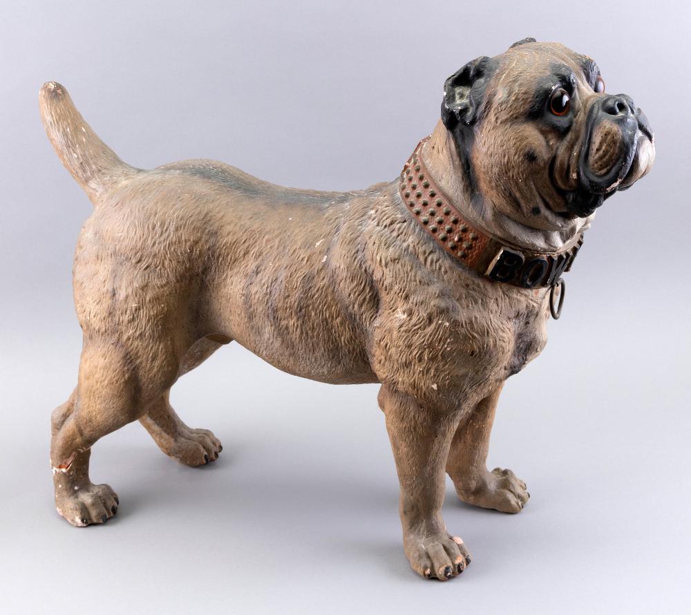 Appraisal: COMPOSITE BULLDOG FIGURE EARLY TH CENTURY LENGTH COMPOSITE BULLDOG FIGURE