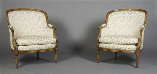 Appraisal: A Pair of Louis XVI Style Bergeres Height inches