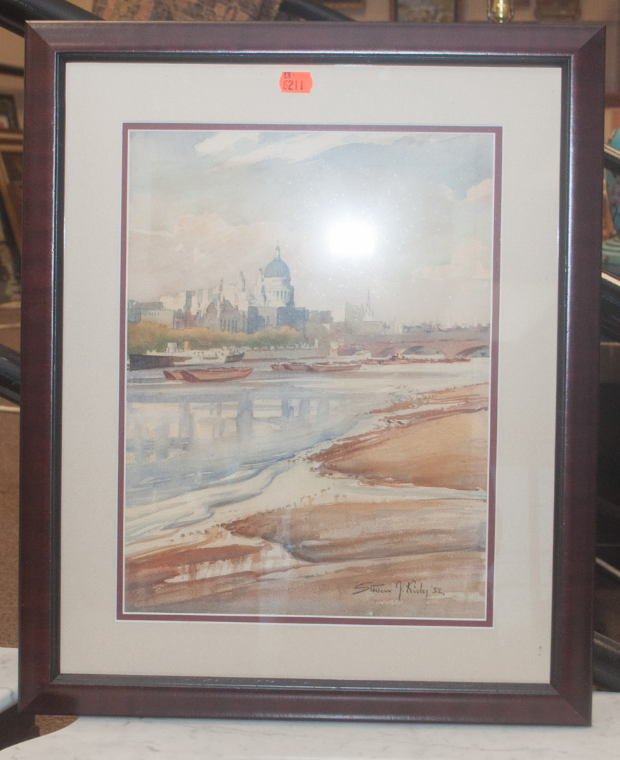 Appraisal: Steven Kirby View of London watercolor on paper framed Undernumber