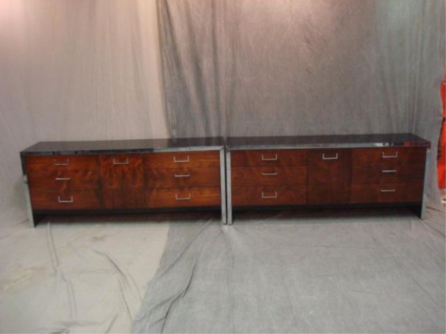 Appraisal: John Stuart Pair Midcentury Chests Headboard with Rosewood Ebony and