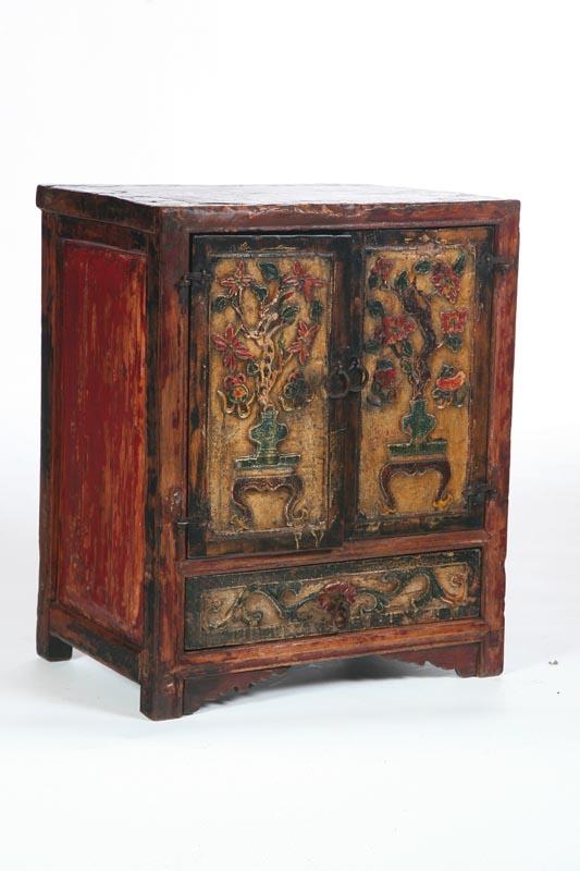 Appraisal: CABINET Mongolian late th century hardwood Mortised construction with two