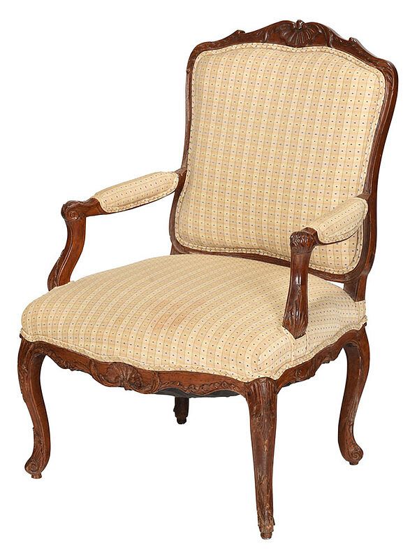 Appraisal: Louis XV Carved Beechwood Open Arm Chair French th century