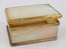 Appraisal: A gilt metal and mother of pearl snuff box circa