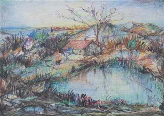 Appraisal: Wilman Schiroli th century Primavera crayon on paper signed and