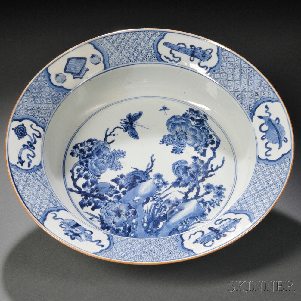 Appraisal: Large Blue and White Charger China th century the steep