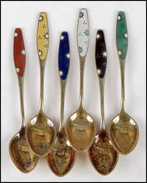 Appraisal: SET OF SIX FRIGAST DENMARK GILT STERLING SILVER DEMITASSE SPOONS