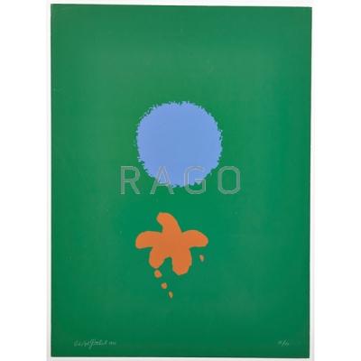 Appraisal: Adolph Gottlieb American - Green Ground Blue Disk Screenprint in