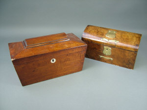 Appraisal: A Victorian figured walnut stationery box with domed lid and