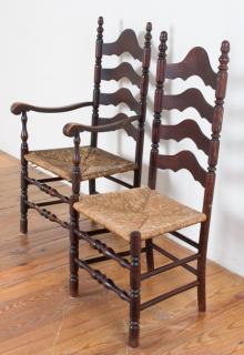 Appraisal: Ladder Back Chairs Two Set of two ladder back chairs