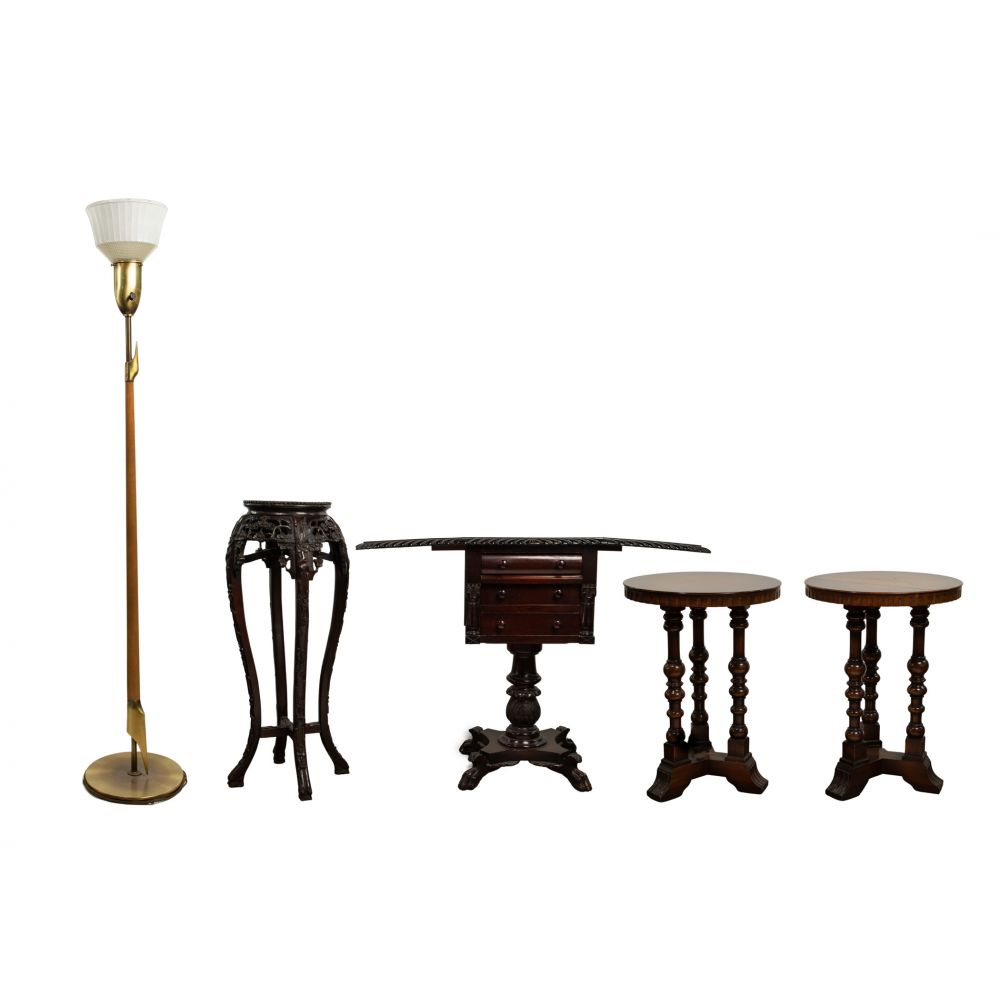 Appraisal: FURNITURE AND FLOOR LAMP ASSORTMENT items including an Empire style