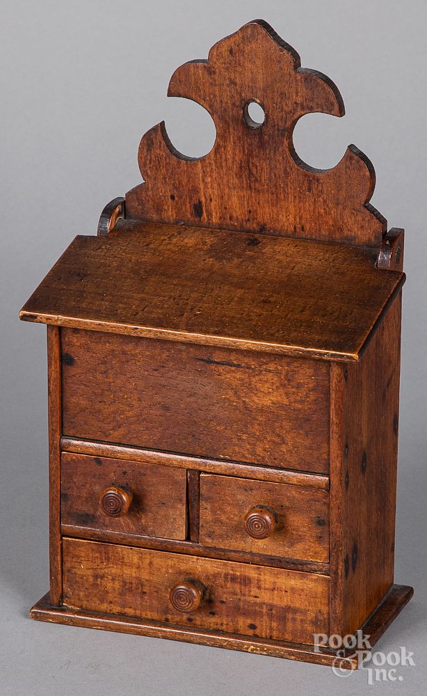 Appraisal: Maple hanging box th c Maple hanging box th c