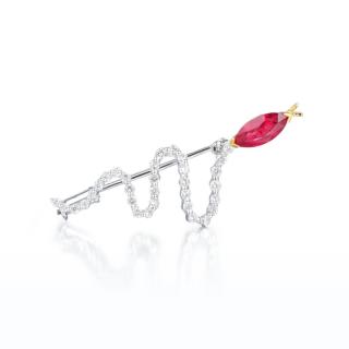 Appraisal: A Ruby and Diamond Snake Pin In the shape of