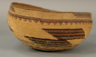 Appraisal: Finely woven Indian basket decorated ht in dia in Finely