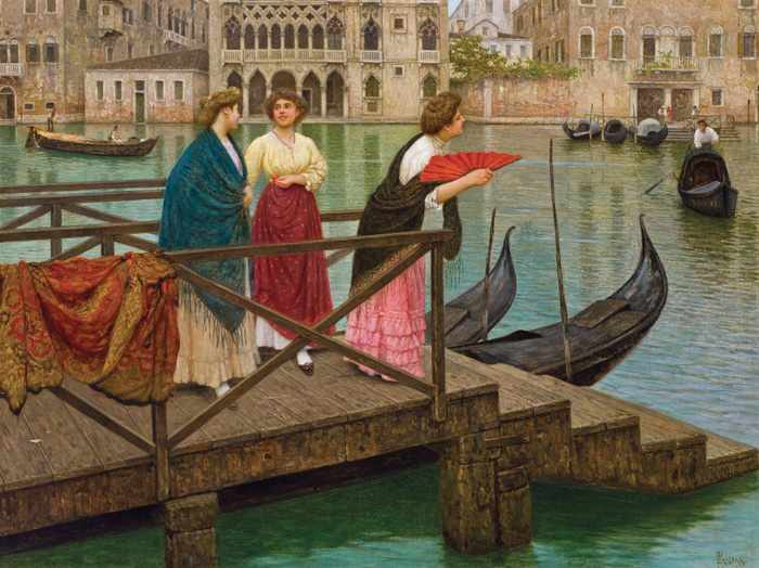 Appraisal: LUIGI PASTEGA Italian - Waiting for the Gondola Venice Ca