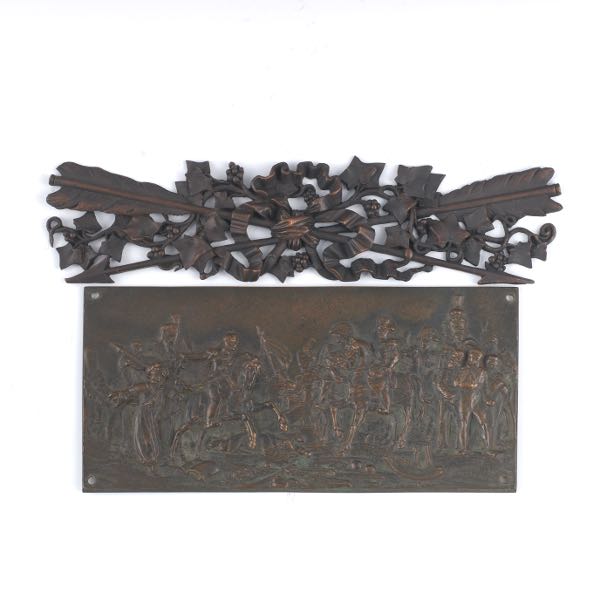 Appraisal: FRENCH BRONZE PLAQUE WITH ORNAMENT BATTLE OF AUSTERLITZ DECEMBER AFTER