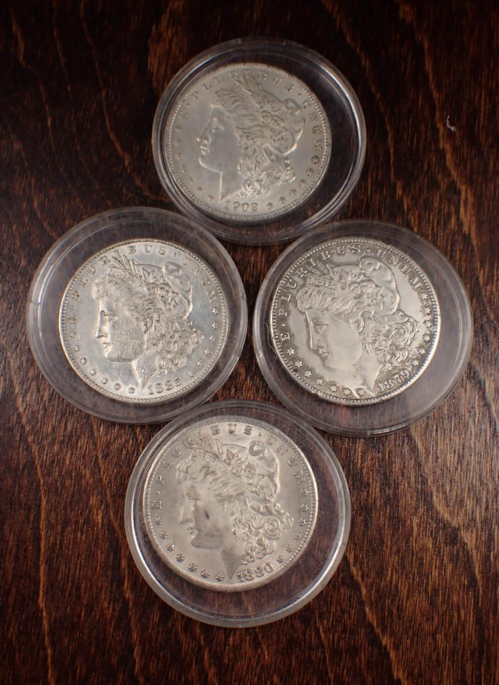 Appraisal: FOUR U S SILVER MORGAN DOLLARS -CC -CC -CC -S