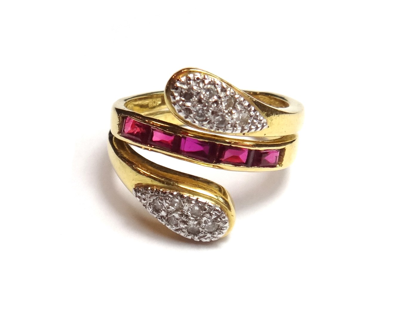 Appraisal: An ct gold ruby and diamond set ring mounted with