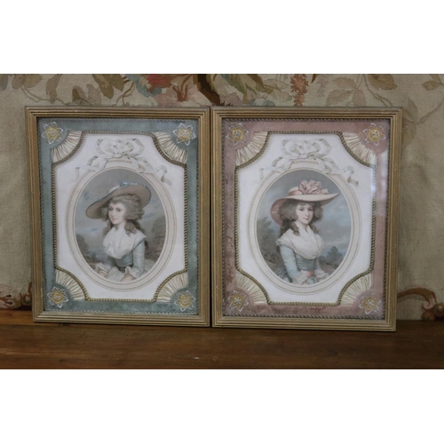 Appraisal: Two well framed antique oval mezzotints of young Georgian ladies