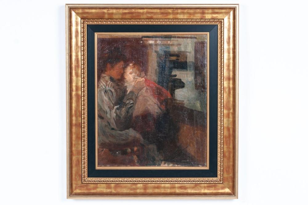 Appraisal: ARTURO MICHELENA MOTHER CHILD oil on canvas signed lower left