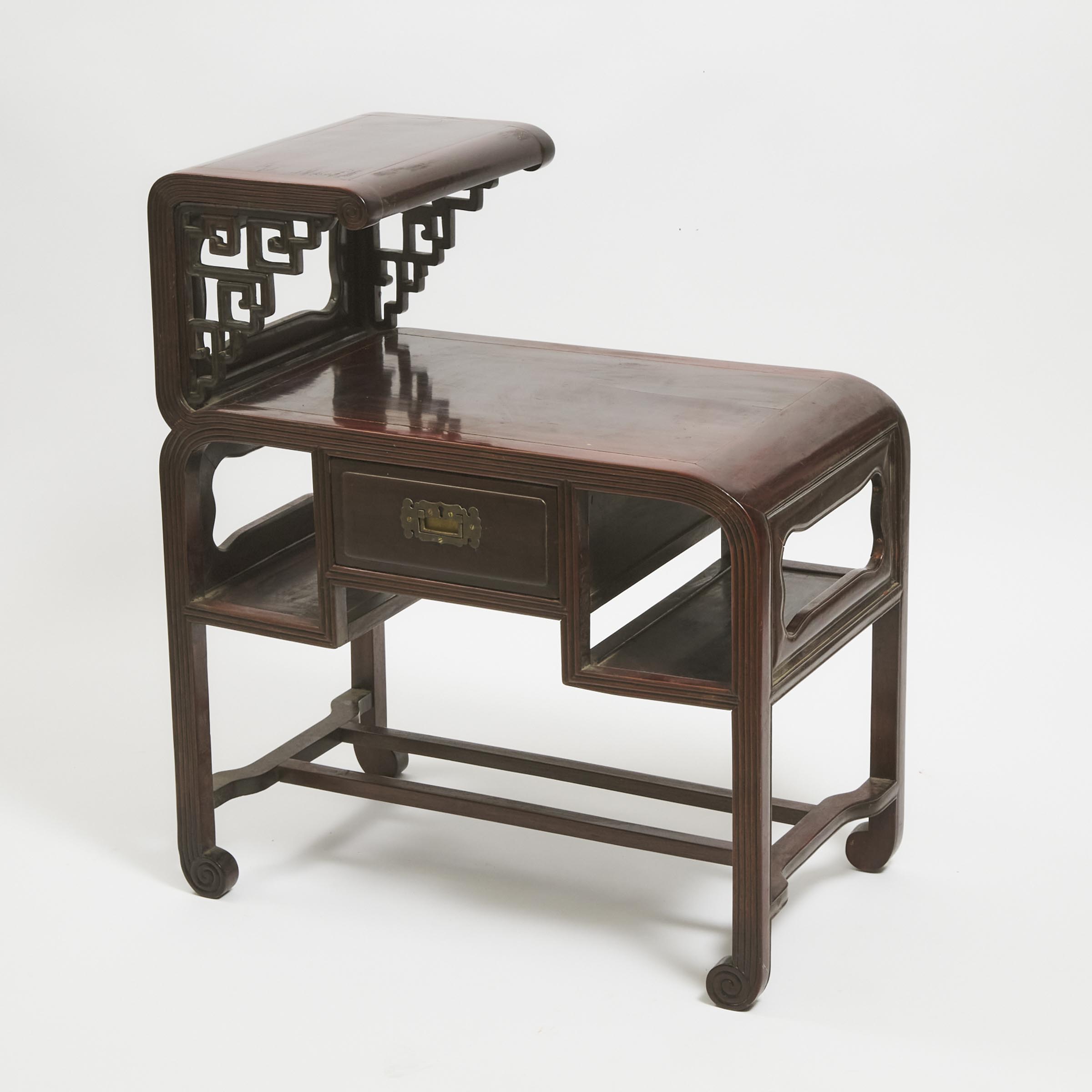 Appraisal: A Chinese Hardwood Two-Tier Low Table With Drawer x x