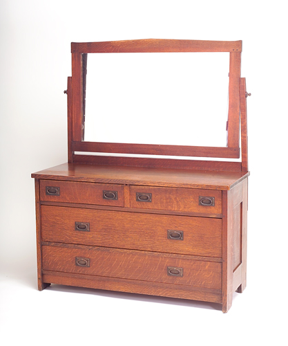 Appraisal: GUSTAV STICKLEY Large chest of drawers in two-over-two configuration with